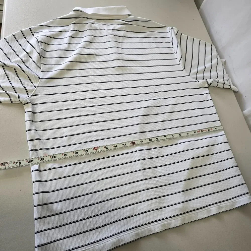 Nike Dri-Fit Polo Shirt Men's XL * White Black Stripe Short Sleeve Preppy Swoosh
